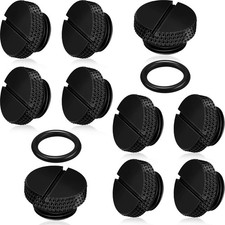 10 Pcs Black G 1/4 PC Water Cooling Plug Fittings with O- Ring Stop Fitting for