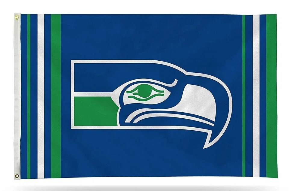Seattle Seahawks Premium 3x5 Feet Flag Banner, Retro Logo, Metal Grommets,... - Image 1 of 1