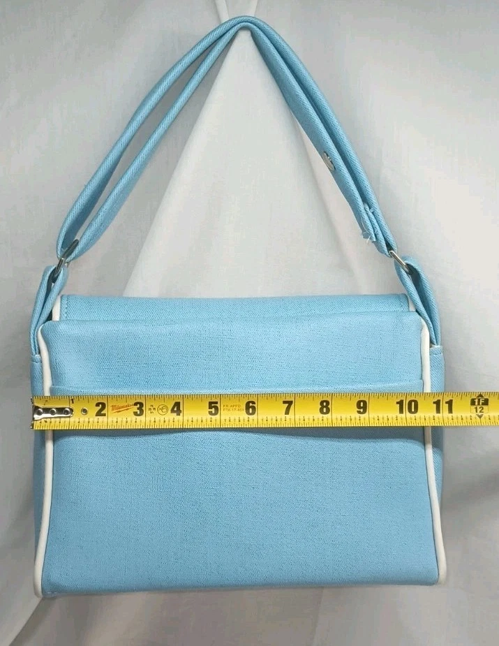 Bolso Key West Original Vintage Años 60 Pintado a Mano Gaviota Costero Bolsillo Azul Foto 3 de 4