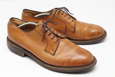Barker Plain Toe Blucher Shoes Mens 11 F UK / 12 E US Tan Pebble Grain Dainite 