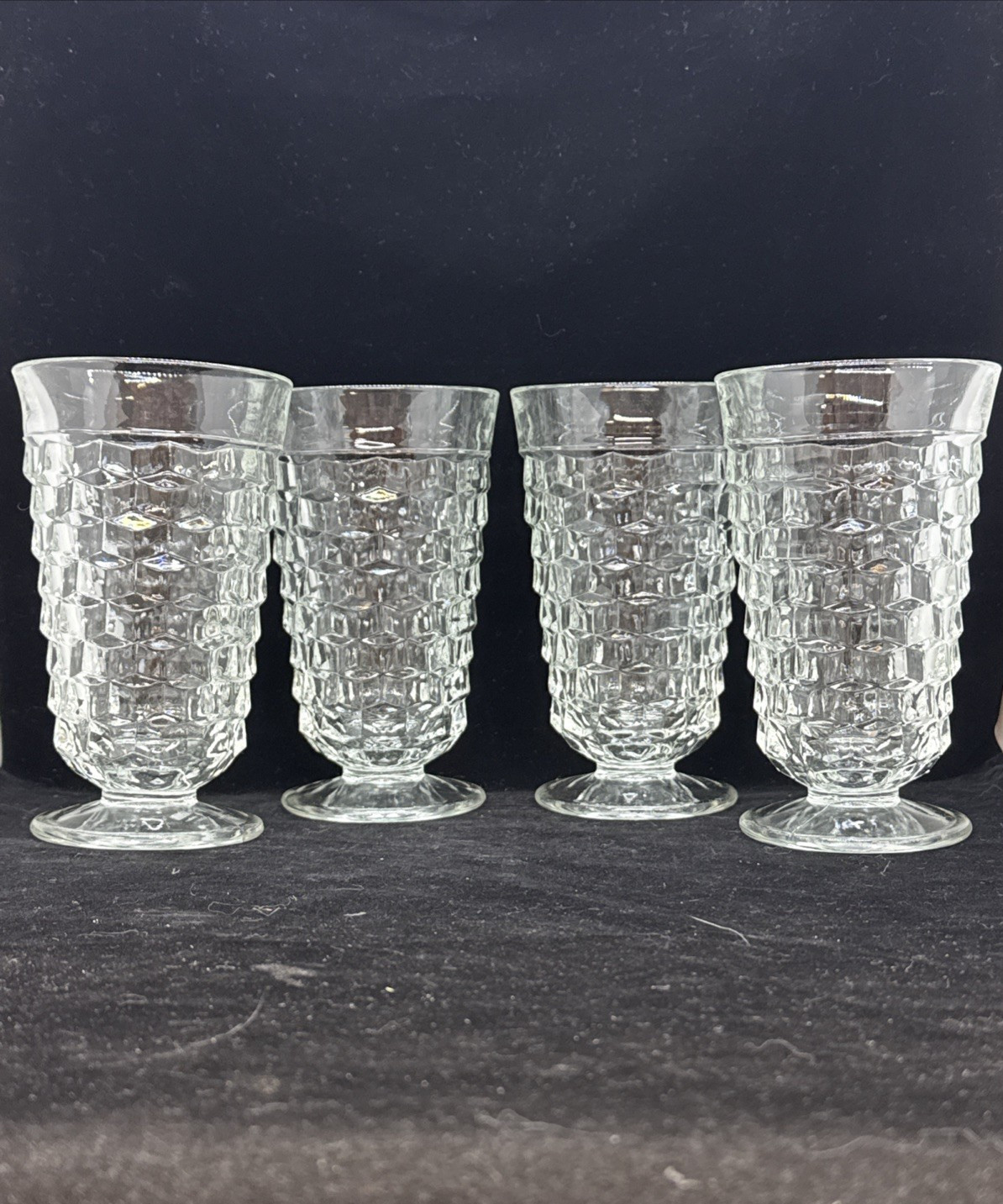 Vintage Indiana Colony Clear Glass Whitehall Cubist Tumblers Set of 4