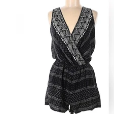 Black and white boho romper with pockets size small