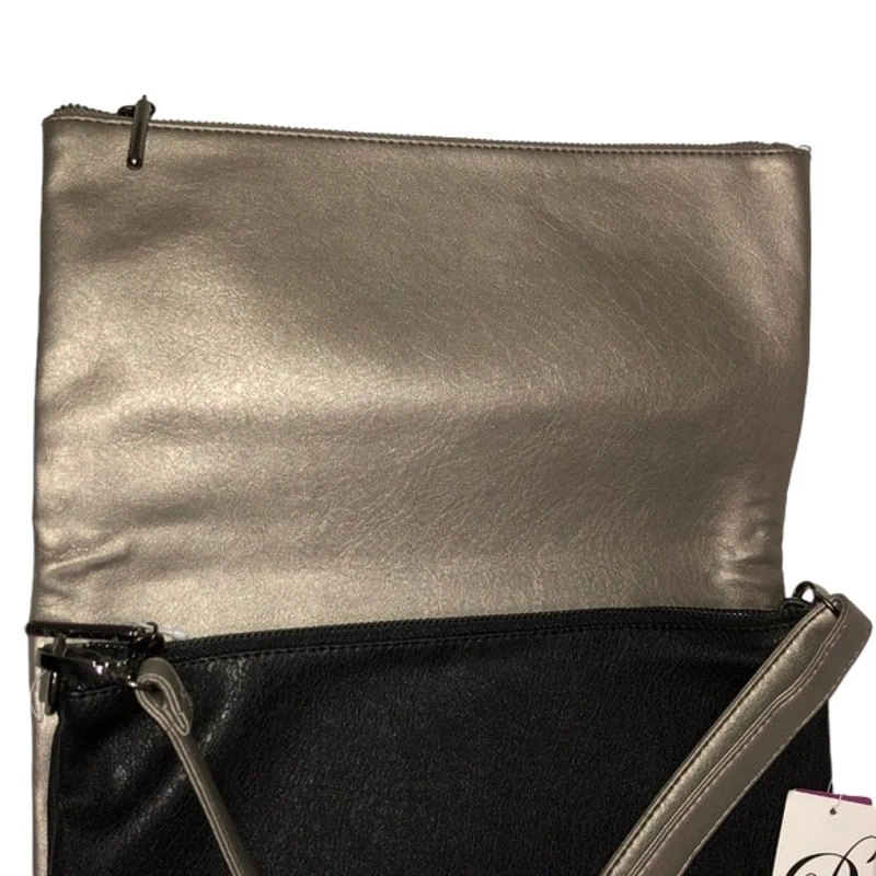 Rampage 可调式斜挎包手拿包 黑色 银色 钱包 全新 — 第 3/4 张图片