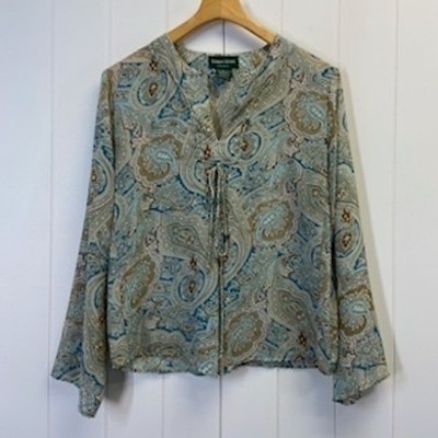 Lemon Grass Studio Boho Paisley Peasant Top Women Large Earthy Retro Festival