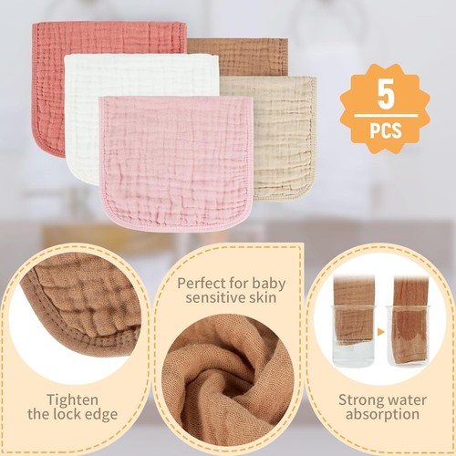 MIGIOL Baby Burp Cloths 100% Cotton Newborn Muslin Burp Cloths 10x20 inches