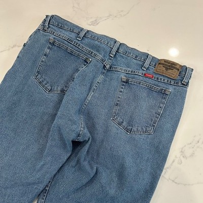 Wrangler Jeans Mens 43x30 Comfort Waist Relaxed Fit Blue Classic Denim Workwear