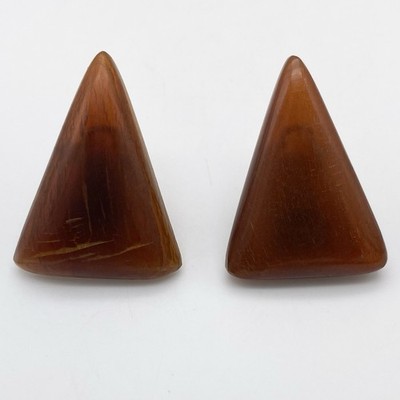 Vintage Earrings Monies Gerda Lynggaard Orange Brown Horn Material Clip On