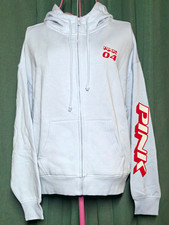 NWT XS PINK Full Zip Ivy Fleece Campus Hoodie, Blue Red Graphics 