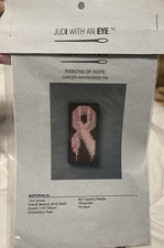 Judi With An Eye Cross Stitch Pin Kit Ribbons of Hope Cancer Awareness Kreinik
