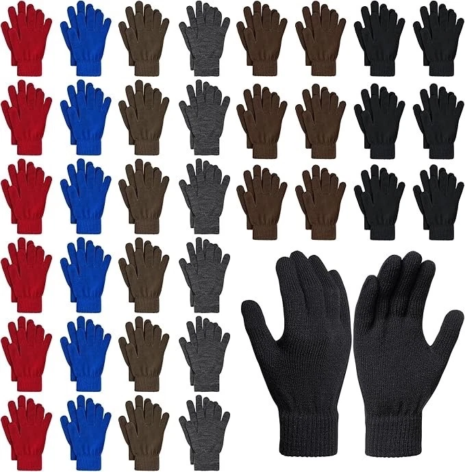 36 Pairs Winter Gloves Knit Warm Gloves Magic Glove Bulk Pack, Assorted Colors