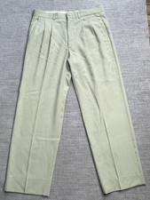 Vintage John Blair Dress Pants Men's 35x32 Khaki Flat Front Made in USA