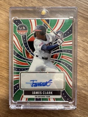 2026 Panini Stars & Stripes Prizm - 18u Signatures James Clark Green Pulsar /99