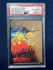 STAN LEE JIM LEE SIGNED IMPEL MARVEL  1992 X-MEN WOLVERINE HOLOGRAM PSA AUTO 10