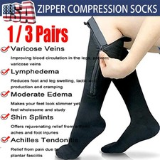 1/3 Zip-Up Compression Socks 30 mmHg Closed Toe With Zipper Pain Relief Unisex