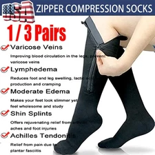 1/3 Zip-Up Compression Socks 30 mmHg Closed Toe With Zipper Pain Relief Unisex