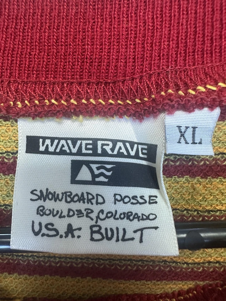 Camisa De Colección Wave Rave Para Hombres XL Rayas Tejida Snowboard Posse Hecha en EE. UU. 90s Foto 3 de 4