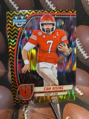 2024 Bowman U Chrome #36 Cam Rising Black And Gold Stealth #/24 Utah Utes