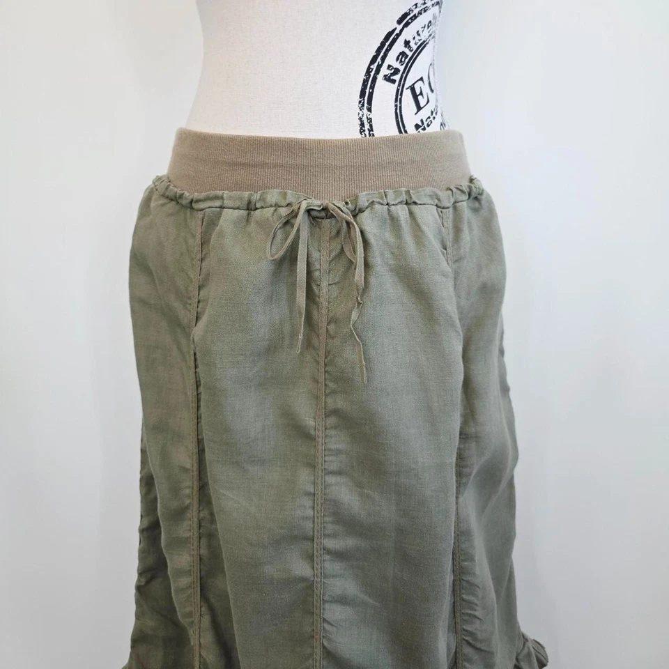 Vintage 00s y2k 2000 fairy grunge khaki midi asymmetric cargo skirt pinterest M - Image 2 of 4