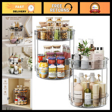 2 Pack 12" Lazy Susan Turntable Organizer - Rotating Spice Rack for Kitchen, Pan