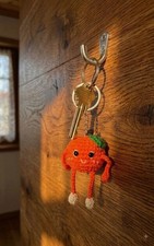 Cute Handmade Crochet Orange Keychain Bag Charm