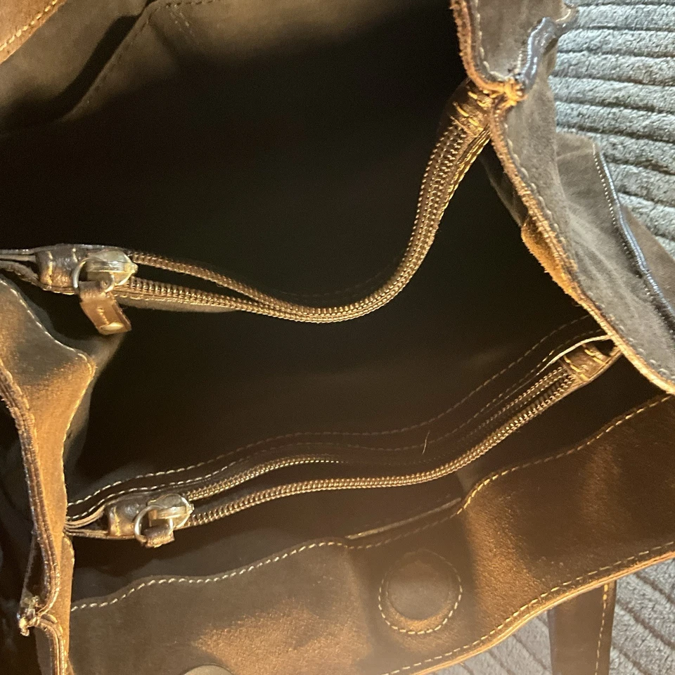 Bolso de hombro Carla Mancini italiano de cuero pelo de becerro verde vintage Foto 3 de 4