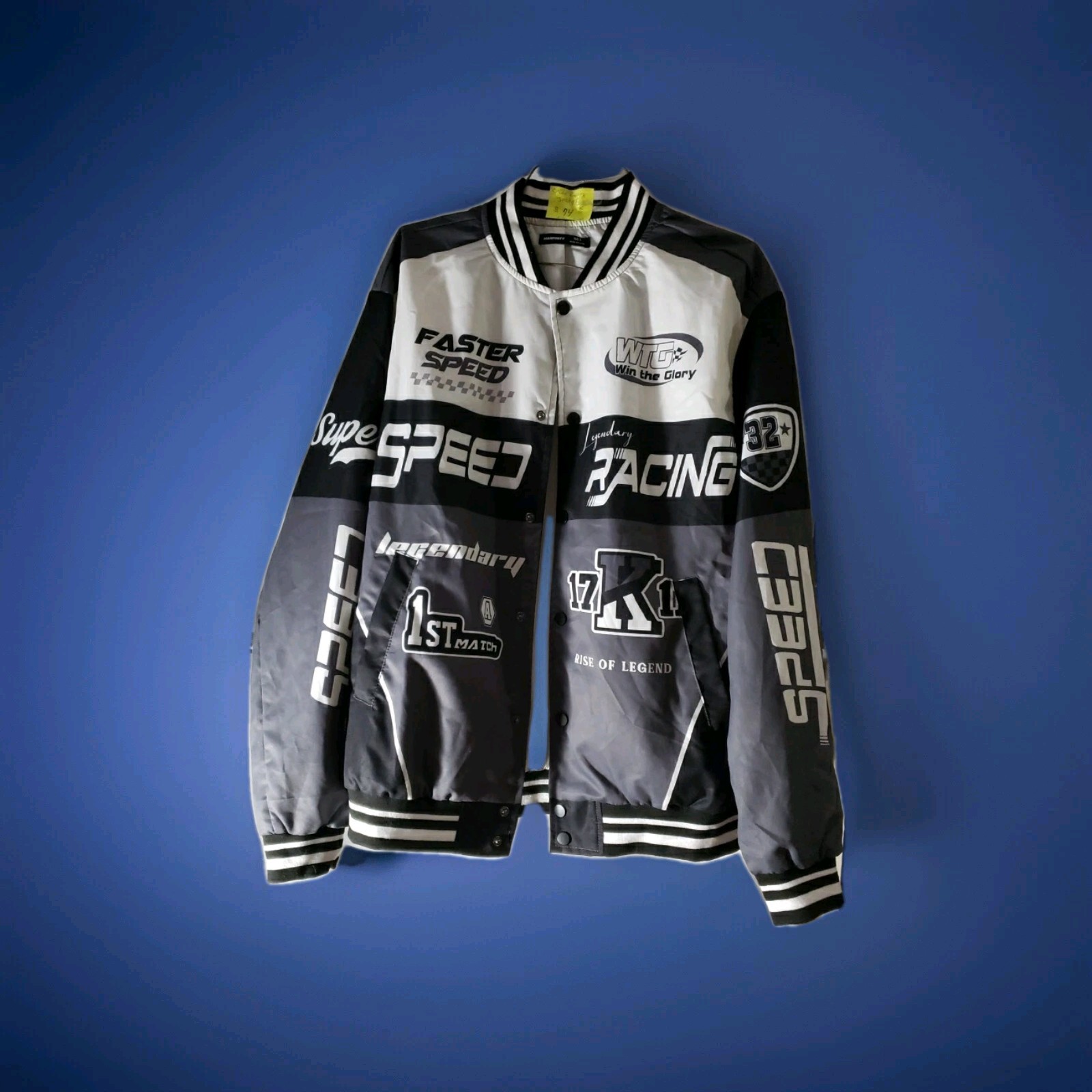 Speed Racing Jacket With Locos White Black And Gray C Gem 