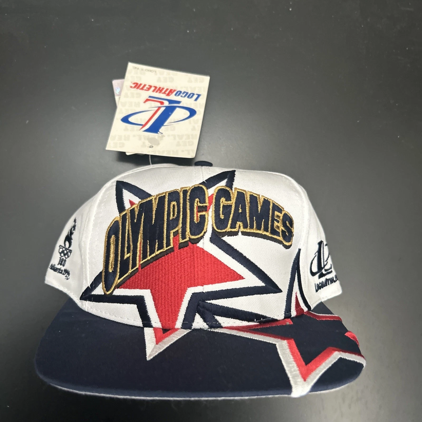 VTG Logo Athletic 1996 Atlanta Olympics Team USA SnapBack Adult Hat NWT Twill - product detail image 3