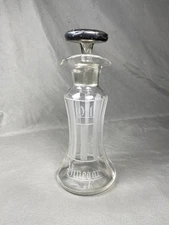 VINTAGE HAWKES CUT CRYSTAL STERLING OIL VINEGAR CRUET DECANTER GLOWS UV REACTIVE