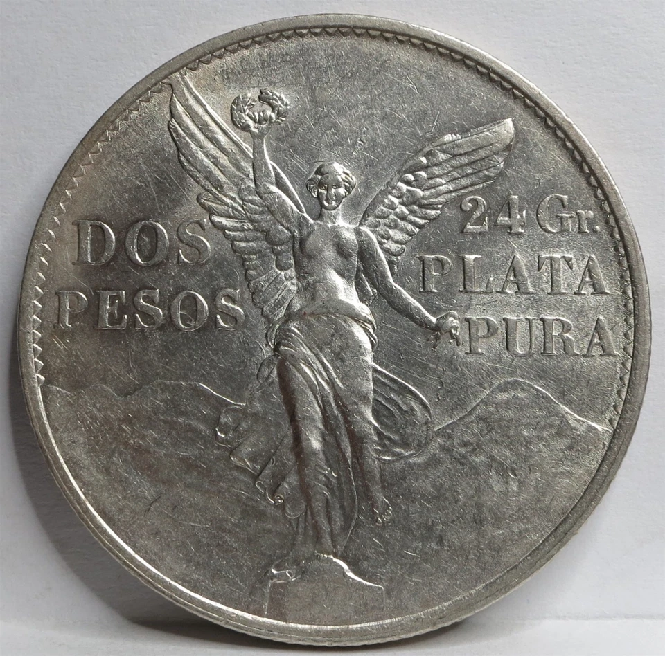 MEXICO Republic 2 Dos Pesos 1921 Mo XF+ Silver Angel Independence Victory #R51 - Image 3 of 4