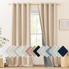Linen Blackout Curtains 2 Panels 120 x 52 Thermal Insulated Grommet Top