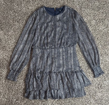 Lulus long sleeve mini dress Women's Size Large Metallic Tiered Ruffled Skirt