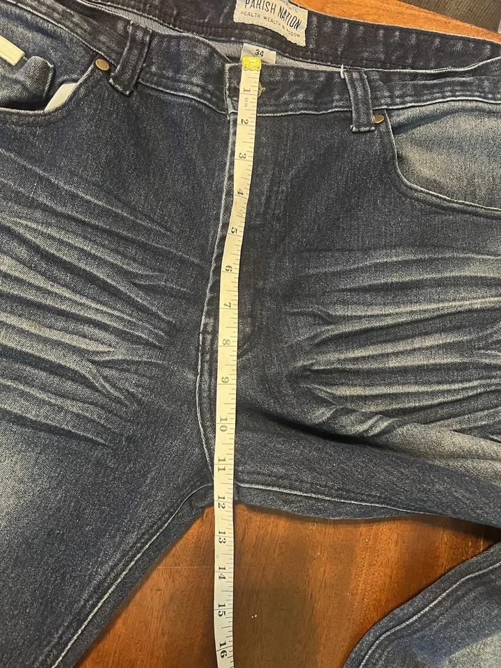 Parish Nation Jeans 34x28 Mens Blue Denim Relaxed Fit Straight Leg - Image 4 of 4