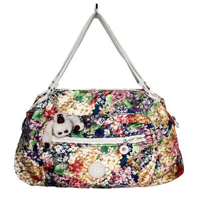 KIPLING Jessa Shoulder Bag Garden Party Multicolor Floral Print Monkey Fob