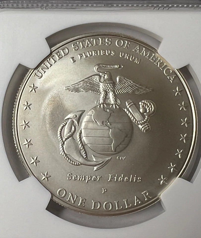2005 P MARINES S$1 Commemorative Silver Dollar NGC MS70 - Highest grade possible - Image 4 of 4