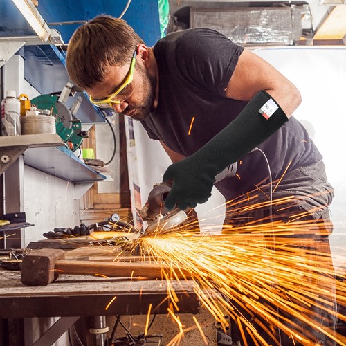 2 Pair Cut Resistant Sleeves with Gloves, 20 Inch Arm Protection Sleeve, Purple - Picture 6 of 7
