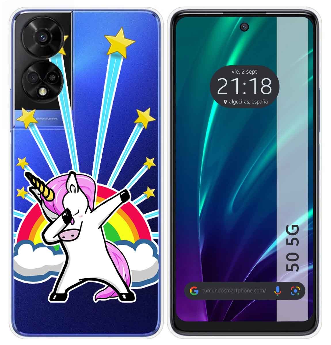 Cover Silicone Trasparente per TCL 50 5G Disegno Unicorno Disegni