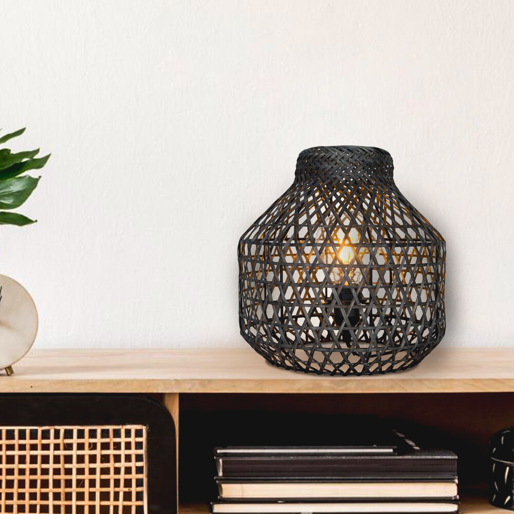 Lampe de chevet bambou gris E27 pour créer une ambiance zen dans la chambre