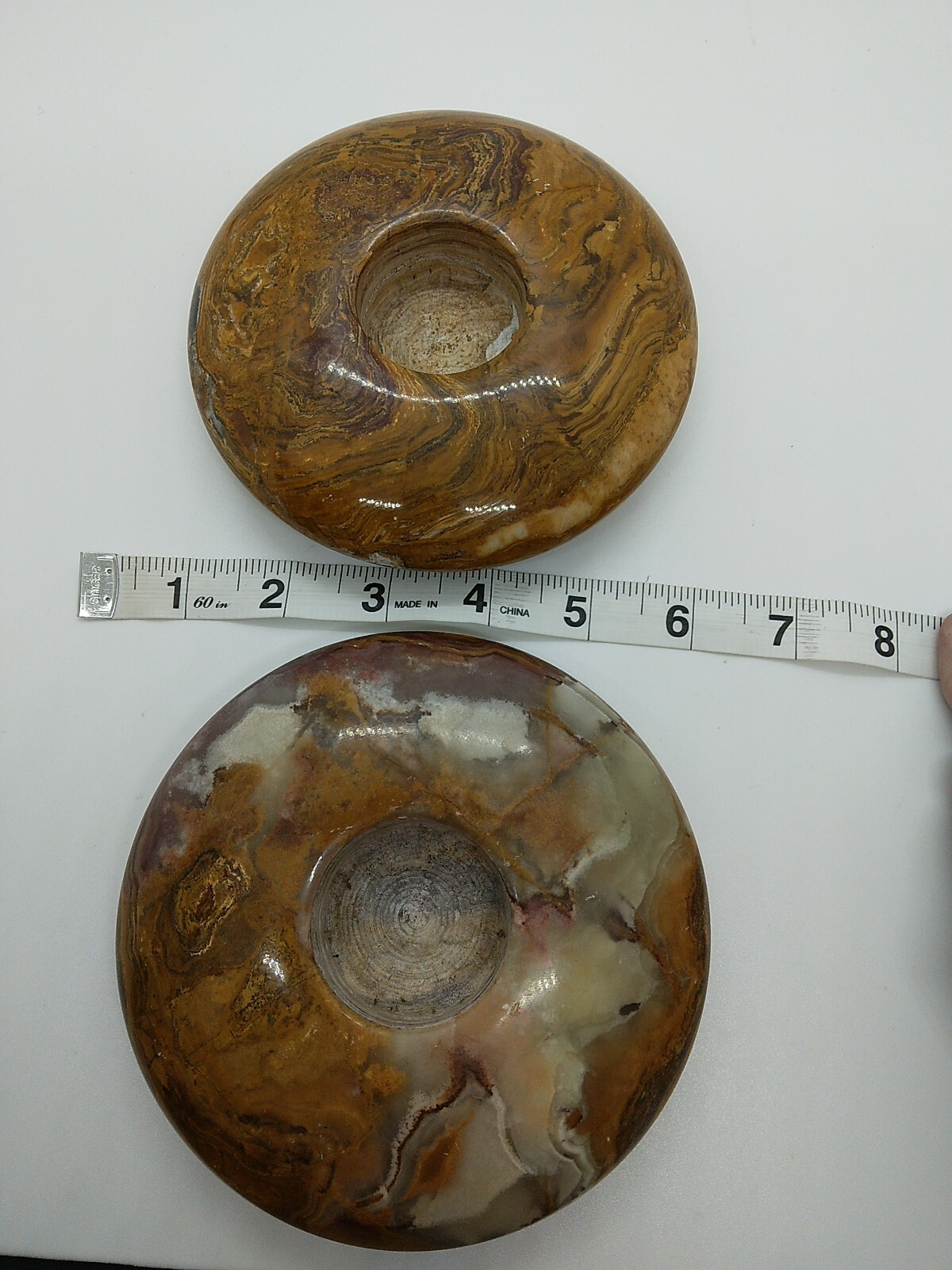 Polished Stone Tealight Holders 2pc Ten Thousand Villages Carved Candle