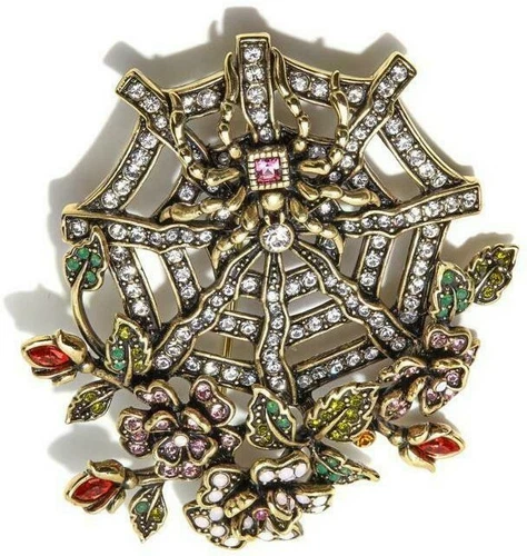 Heidi Daus Captured In Beauty Halloween Spider Crystal Pin BEAUTIFUL SWAROVSKI!! - Picture 3 of 3