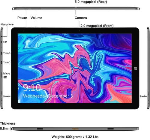 CHUWI Hi10 X 10.1" Windows IPS Touch Tablet/Laptop 2 in 1 Intel N4120 6G+128GB - Picture 8 of 15