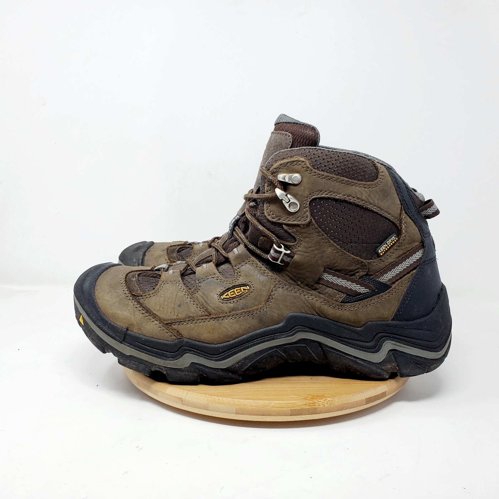 Stivali KEEN Durand II da uomo 11 marroni in pelle con lacci scarpe da trekking impermeabili USA