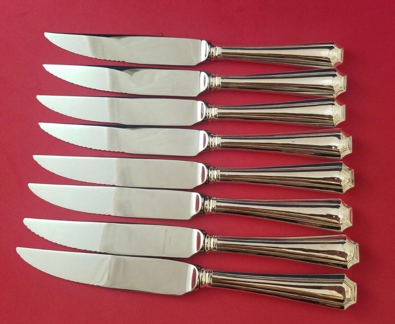 8 Fairfax by Gorham Sterling Silver Handle Serrated Steak Knives Custom Made