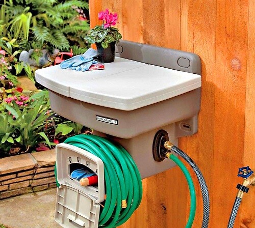 Garden Sink Patio Modern Camping Caravan Mounted Fishing Outdoor W/Hose Holder - Picture 3 of 11