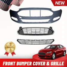 Front Upper&Lower Grille＆Front Bumper Cover Fit For Ford Fusion 2013-2016