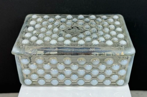 Vintage Fenton Opalescent Hobnail Glass Trinket Dish