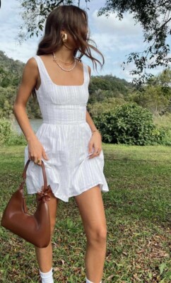 Used Once! Princess Polly Size LORINDA MINI DRESS WHITE LOW IMPACT Runs  Small