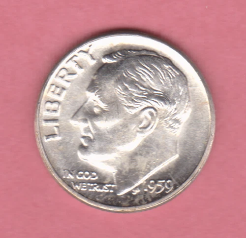1959 D ROOSEVELT DIME in BRILLIANT UNCIRCULATED CONDITION stk 0