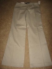 Womens NWT Bone Gray GAP Stretch Flat Front Trousers Khakis Pants 2