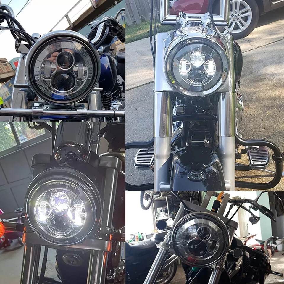 Faro Moto 7" 60W con Intermitente DRL + Cubo Carcasa Faro LED Foto 2 de 4