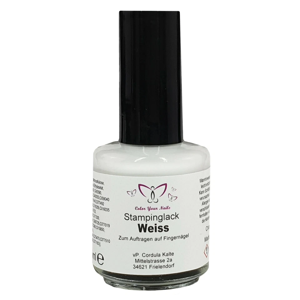 Stampinglack WEISS  5ml Nagellack,  Stempellack, Stempel Nagellack Pinselflasche